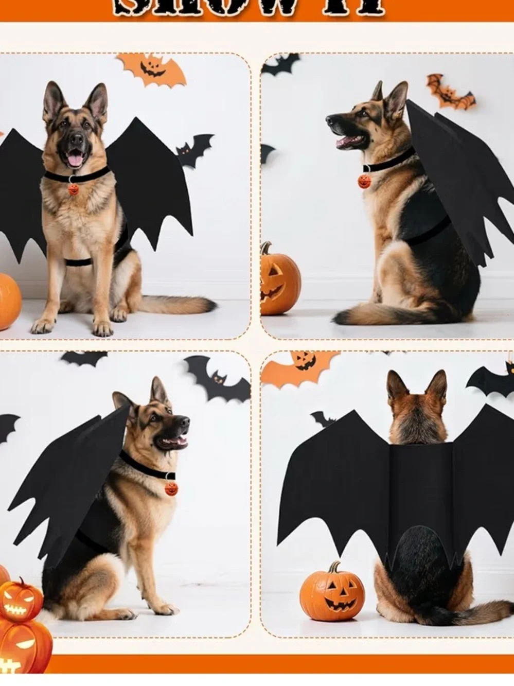 Black Bat Wings Dog Costume - Pet Halloween Costume